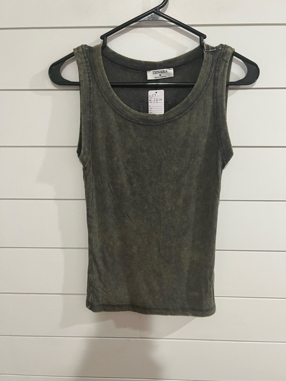 Zenana Outfitters Olive Green Ribbed Tank - Scoop Neck Sleeveless Top